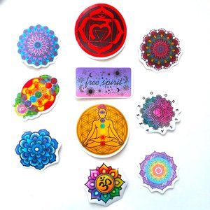 10 Yoga Mandala Stickers Lot Namaste Meditation Chakras Pilates